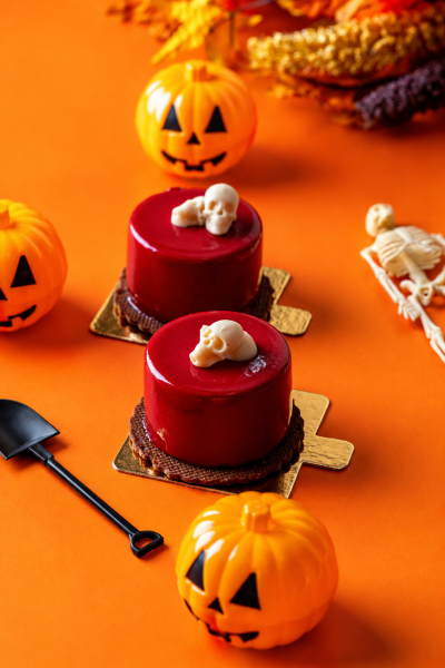 Glossy Skull Mousse Cakes Halloween Still Life